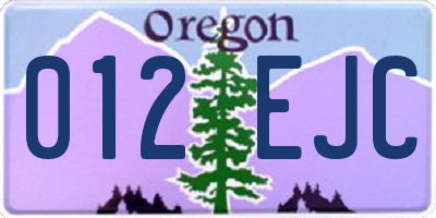 OR license plate 012EJC