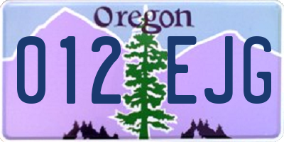OR license plate 012EJG