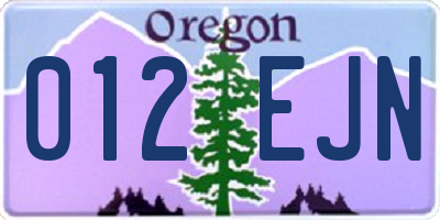 OR license plate 012EJN