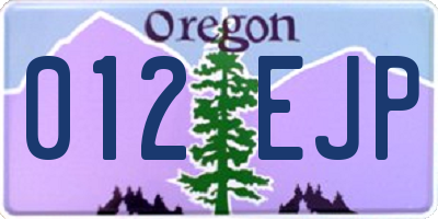 OR license plate 012EJP
