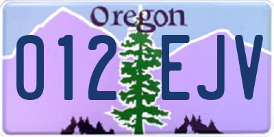 OR license plate 012EJV