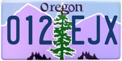 OR license plate 012EJX