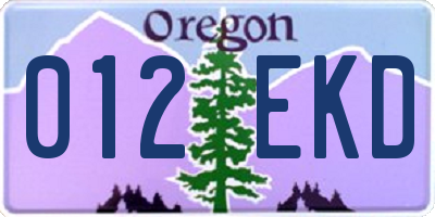 OR license plate 012EKD