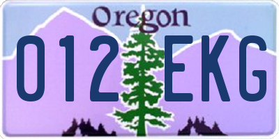 OR license plate 012EKG