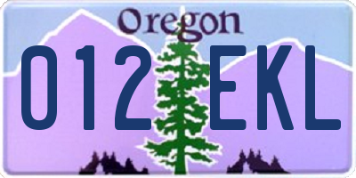 OR license plate 012EKL