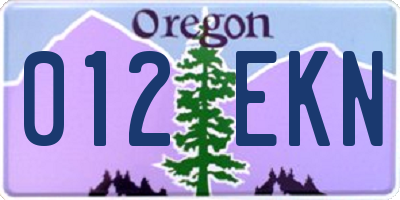 OR license plate 012EKN