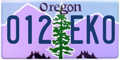 OR license plate 012EKO
