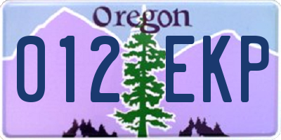 OR license plate 012EKP
