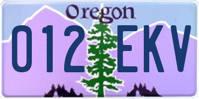 OR license plate 012EKV