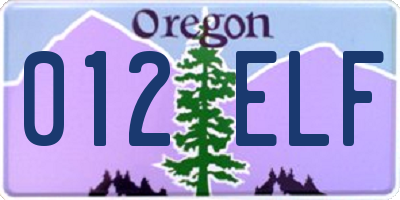 OR license plate 012ELF