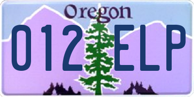 OR license plate 012ELP