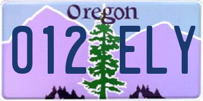 OR license plate 012ELY