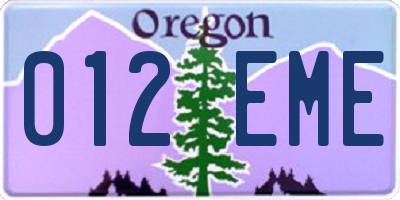 OR license plate 012EME