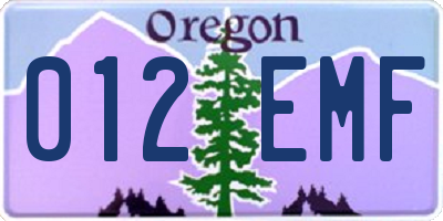 OR license plate 012EMF