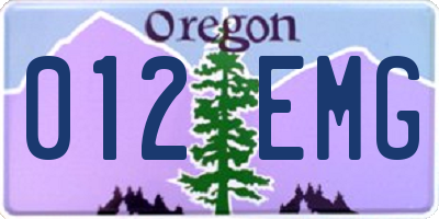 OR license plate 012EMG