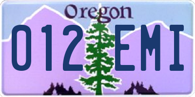 OR license plate 012EMI