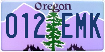 OR license plate 012EMK