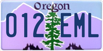 OR license plate 012EML