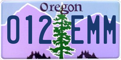 OR license plate 012EMM