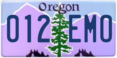 OR license plate 012EMO