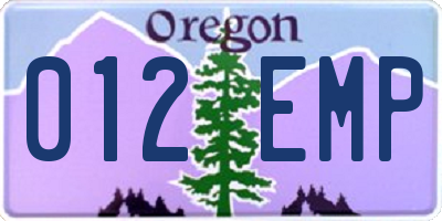 OR license plate 012EMP