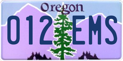 OR license plate 012EMS