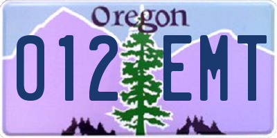 OR license plate 012EMT