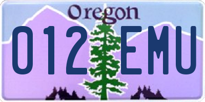 OR license plate 012EMU