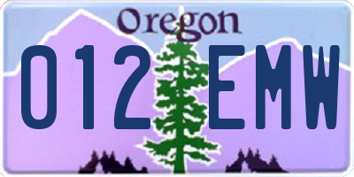 OR license plate 012EMW