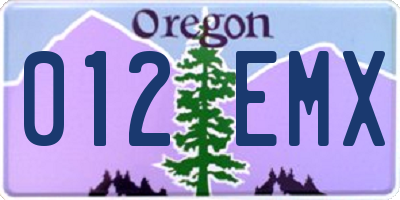 OR license plate 012EMX