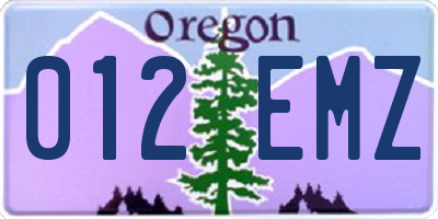 OR license plate 012EMZ