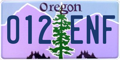 OR license plate 012ENF