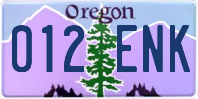 OR license plate 012ENK