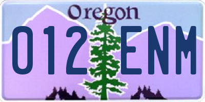 OR license plate 012ENM