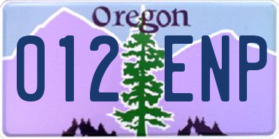 OR license plate 012ENP