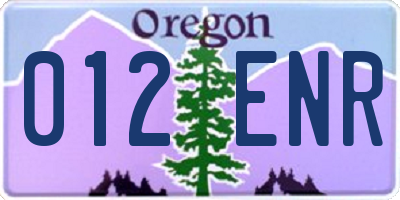 OR license plate 012ENR