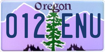 OR license plate 012ENU