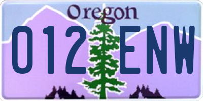OR license plate 012ENW