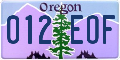 OR license plate 012EOF