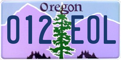 OR license plate 012EOL