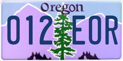 OR license plate 012EOR