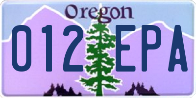 OR license plate 012EPA