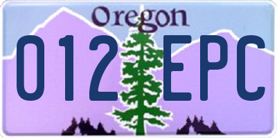OR license plate 012EPC