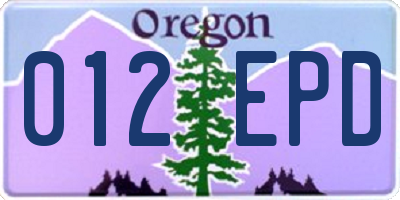 OR license plate 012EPD