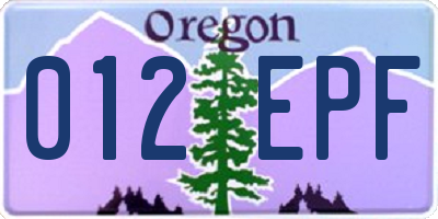 OR license plate 012EPF