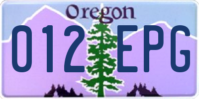 OR license plate 012EPG