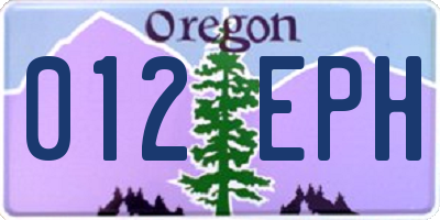 OR license plate 012EPH