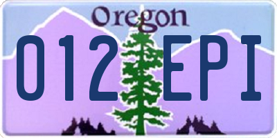 OR license plate 012EPI