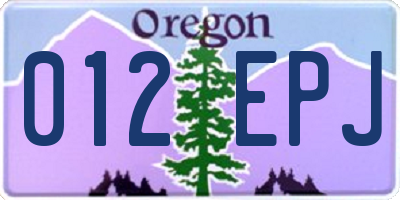 OR license plate 012EPJ