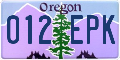 OR license plate 012EPK